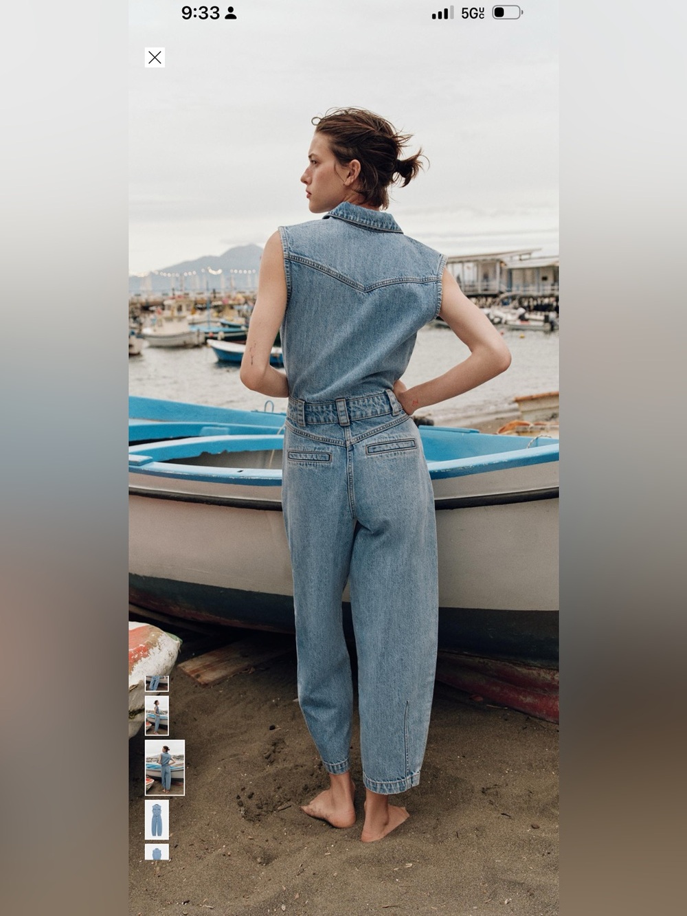 Zara Light Blue Sleeveless Denim Boyfriend Jumpsuit